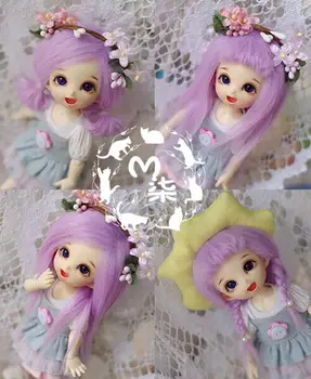 

New 1/12 3-4 inch 9-10cm 1/8 4-5 inch 12cm 14cm BJD Purple long straight For AE PukiFee lati Doll Antiskid BJD Doll Wig
