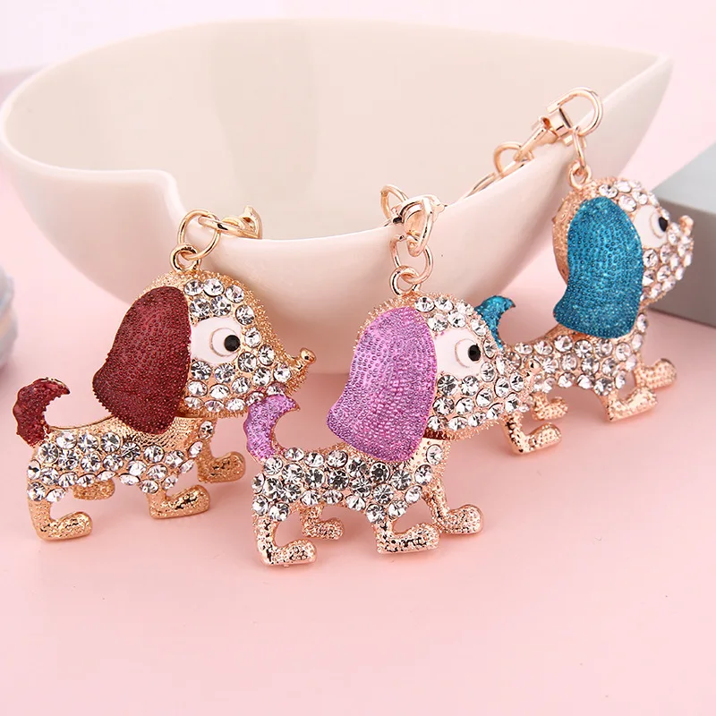 Dog Shape Keychain Korean Style Alloy Rhinestone Pendant for Bags Car Key M8694 | Украшения и аксессуары