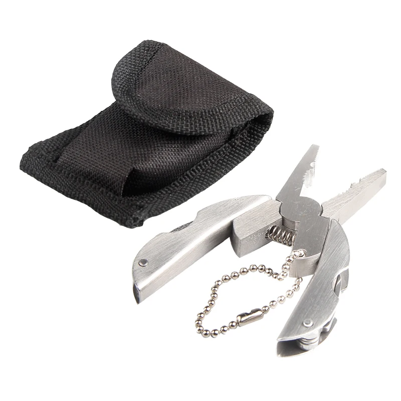 Portable Multifunction Stainless Steel Folding Plier Foldaway Knife Keychain Screwdriver 21-39-9