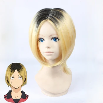 

Haikyuu!! Kozume Kenma Cosplay Wig 35cm Short Straight Heat Resistant Synthetic Hair Black Gradient Blond Gold Anime Wig