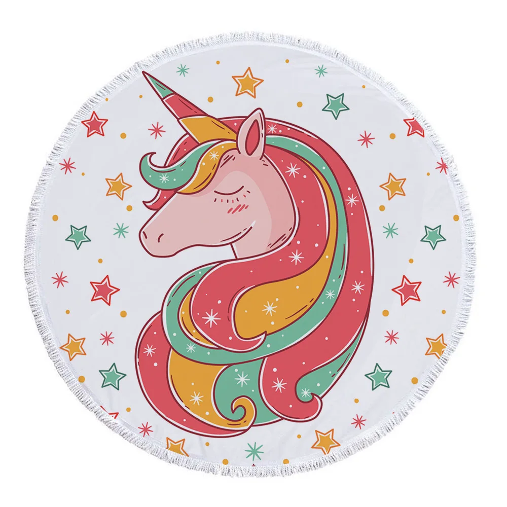 Unicorn Large Round Beach Towel - Well Pick