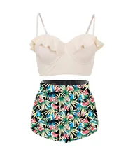 

Bikinis 2018 Mujer Women Plus Size Swimwear Sexy High Waist Swimsuit Off Shoulder Girls