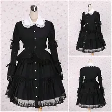 V-1109 Schwarz langhülse Gothic Lolita Kleid/viktorianischen kleid Cocktailkleid/halloween-kostüm US6-26 XS-6XL
