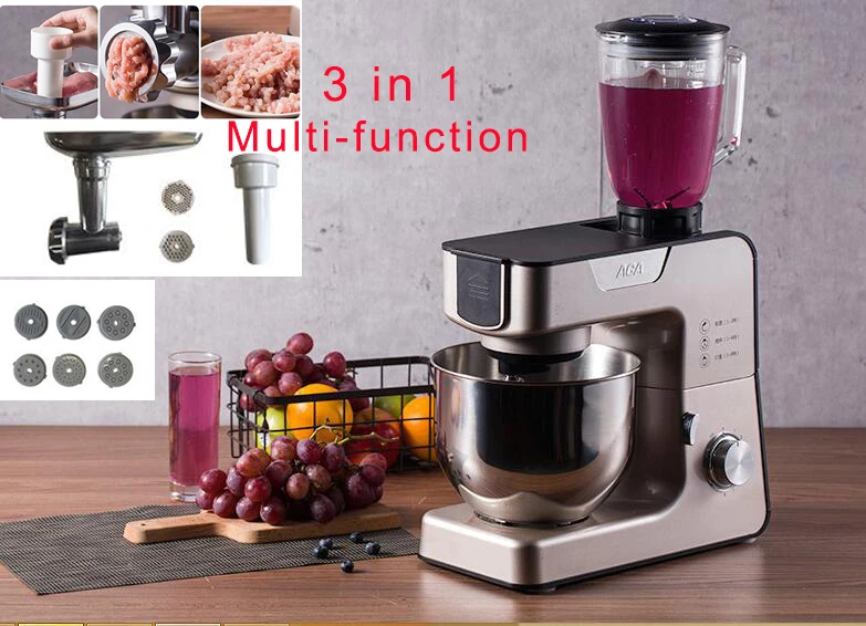 

5.5L Electric Stand Food Mixer Egg Beater Dough Mixing Machine 6 In 1 Juice Maker/ Meat Grinding /Food Supplement