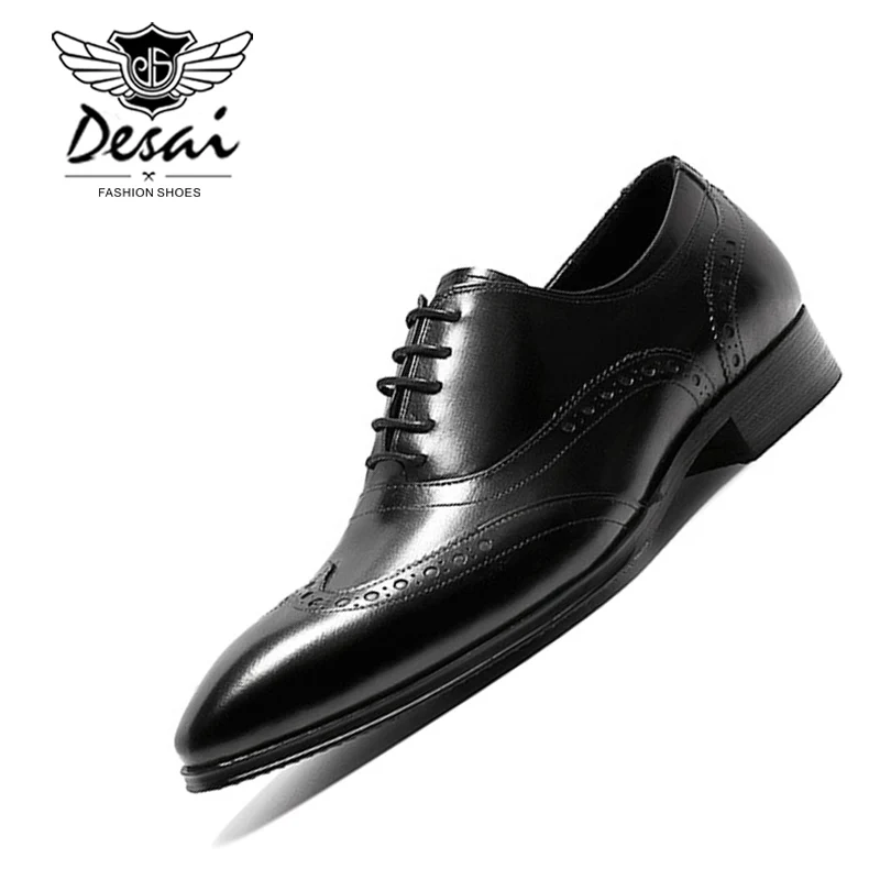 

DESAI New Men's Handmade Genuine Leather Shoes Top Quality Business Dress Shoes England Pointed Toe Men's Formal Oxfords Shoe