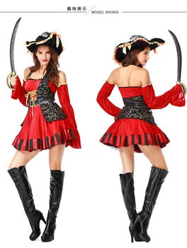 

Plus size 2XL Skull Sexy Pirate Costume Women Adult Halloween Carnival Costumes Fantasia Fancy Dress Disfraz Mujer Adulta
