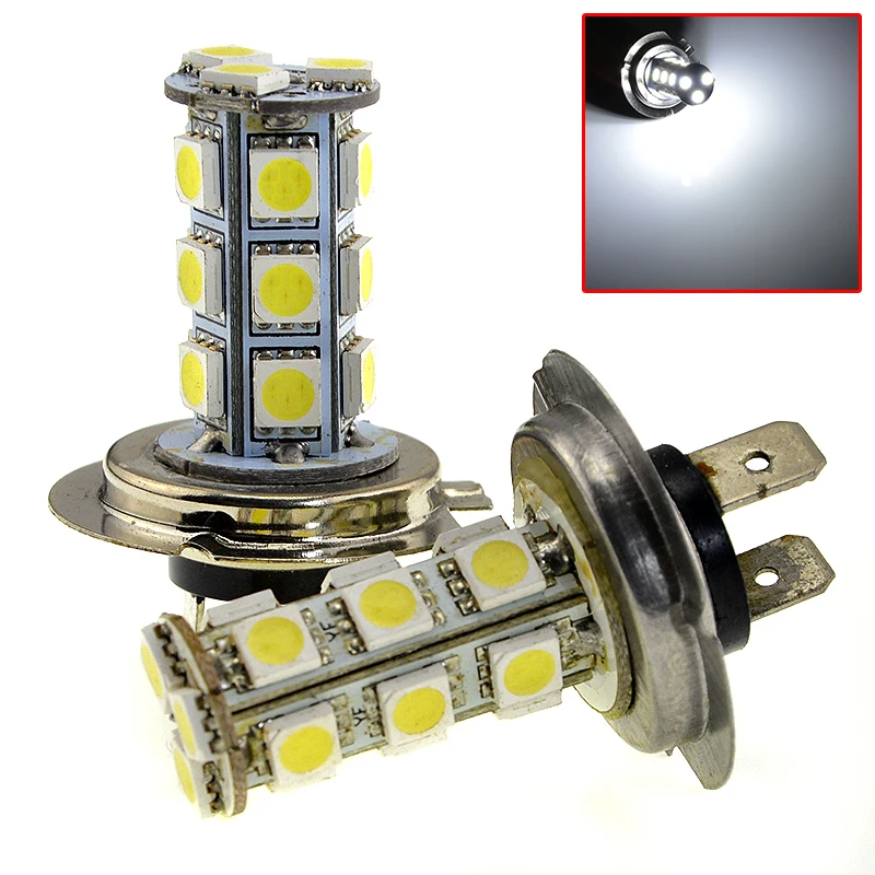

2X Pure White 5W H7 18 SMD LED Car Auto Light Source Driving Fog Headlight Bulb Lamp DC12V