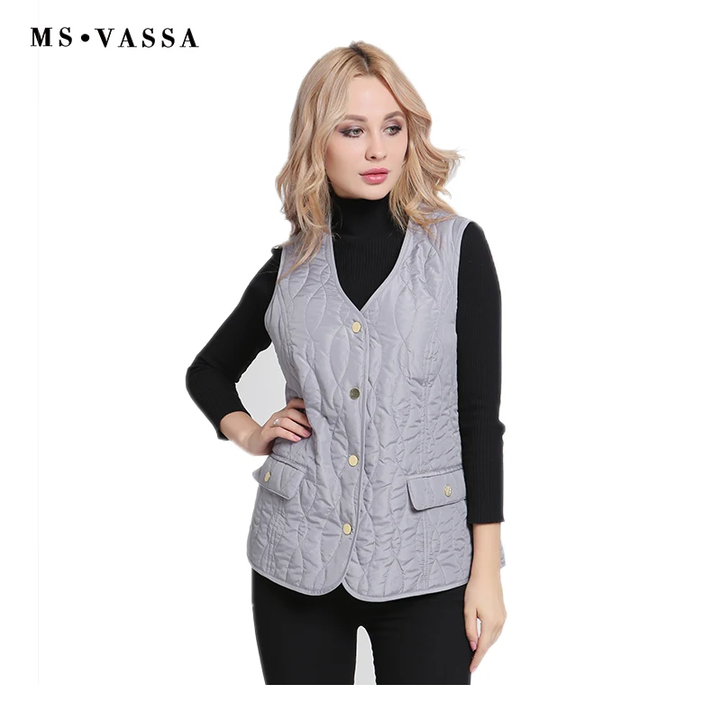 MS VASSA Women Vest New 2018 Autumn Spring waistcoat Ladies sleeveless jackets casual classic female vest plus size 5XL 7XL