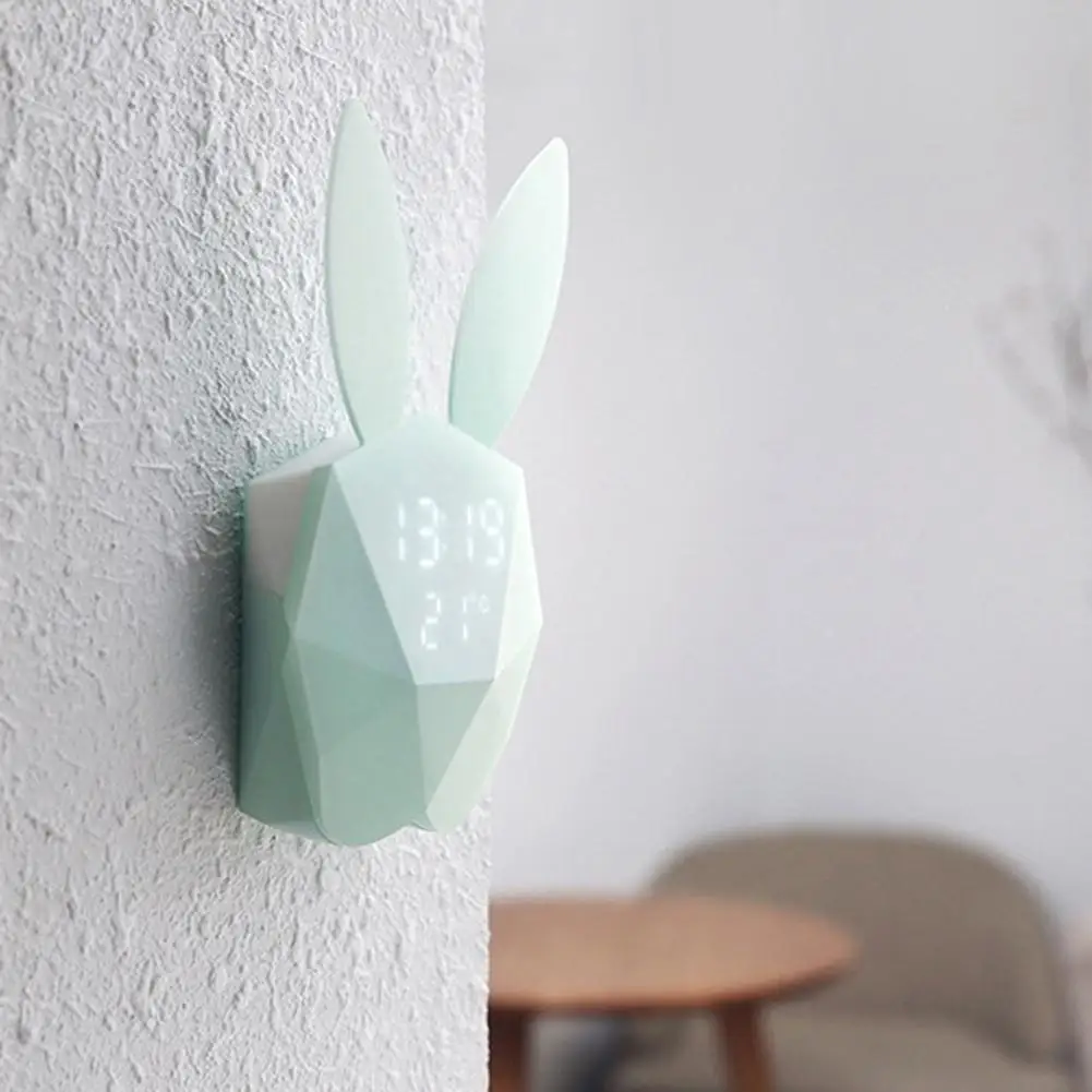

Magnetic Rechargeable Bunny Alarm Clock Night Lamp Wall Lamp Student Table Light with Music Thermometer Decoration for Christmas