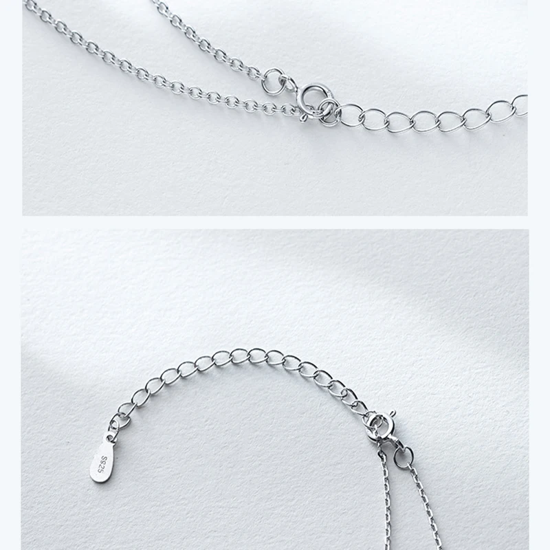 Qevila New 2019 Jewelry Necklaces 925 Sterling Silver 100% Necklace Star Moon Sweet Romantic Charm Women Pendant link for Lovers (8)