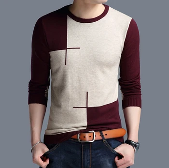 

Casual winter O-Neck Striped Slim Fit Mens cotton sweaters
