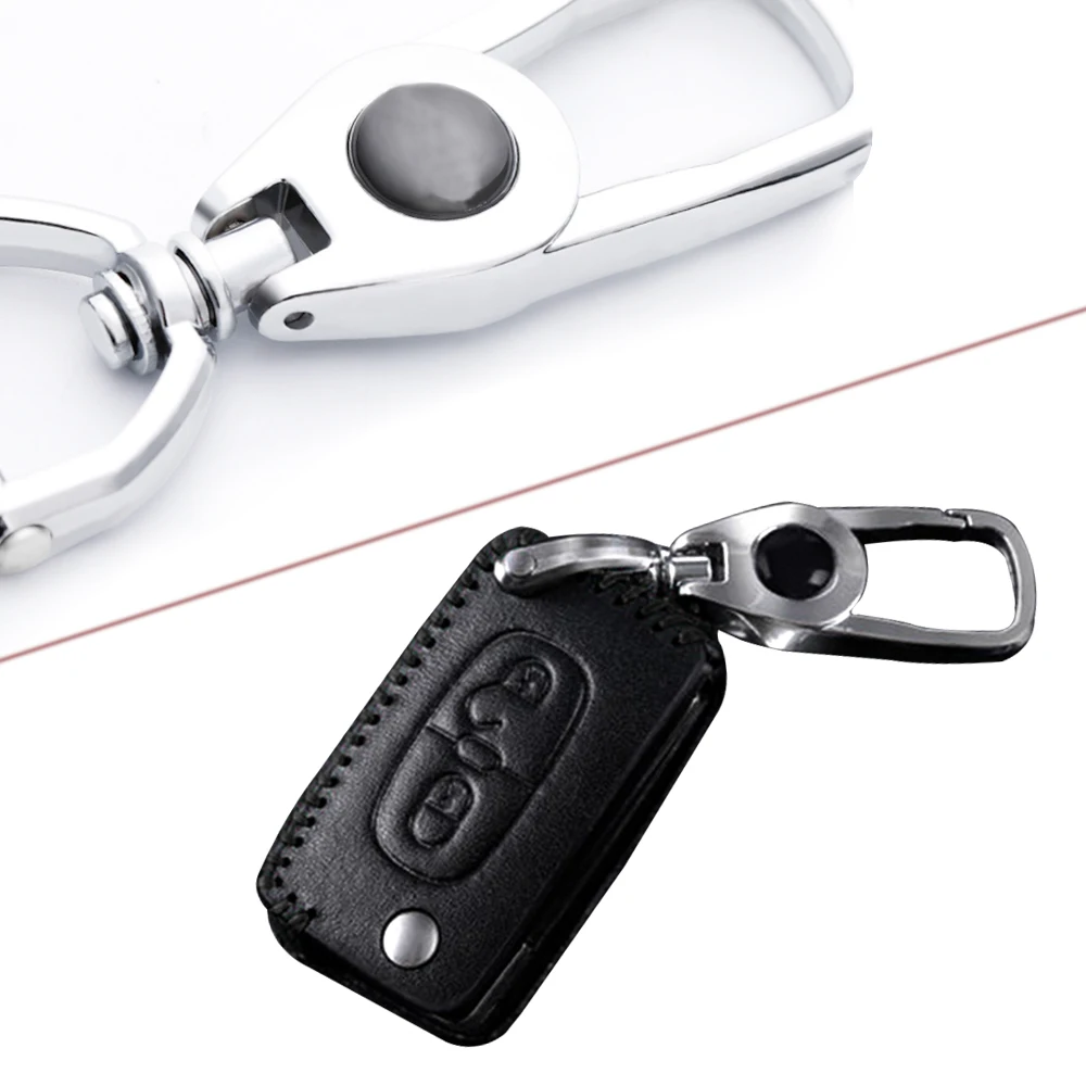 Кожаный чехол для дистанционного ключа автомобильного Peugeot 206 208 207 3008 307 308 508 4008 5008