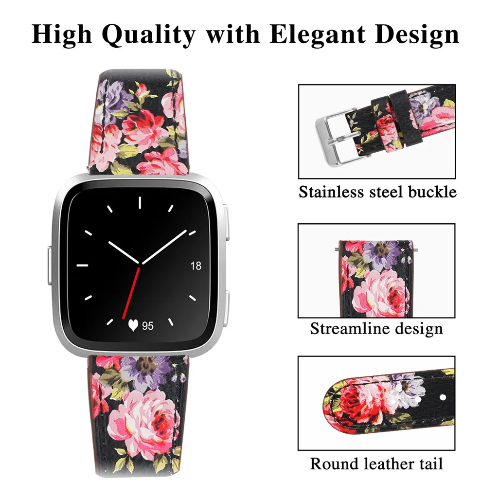 Printing Luxury Leather Band Bracelet Watch Band For Fitbit Versa/Versa Lite SmartWatch Watachband Sporting Goods Accessories