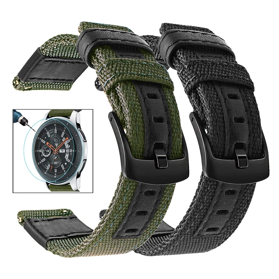 

Nylon Leather Watch band for Samsung Gear S3 NATO Sports Watch Straps Repleacement For Samsung Galaxy Watch 46mm HUAWEI WATCH GT