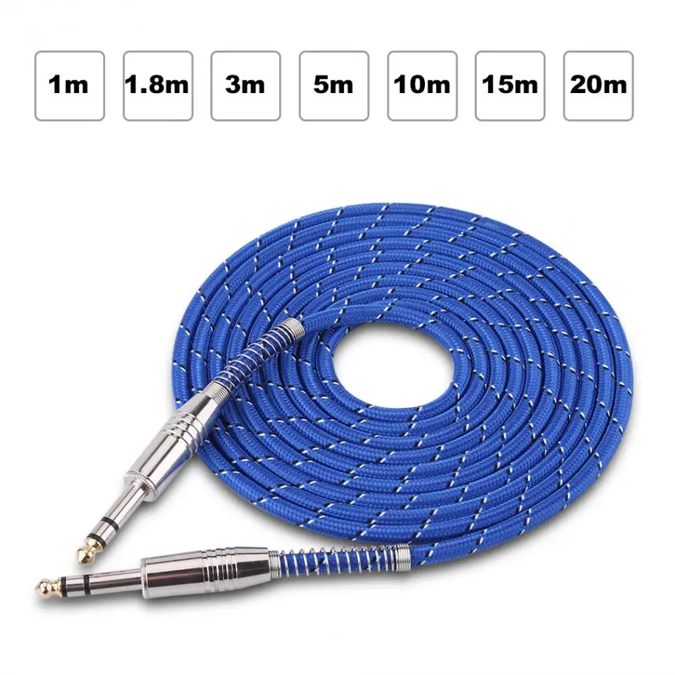 

6.35mm to 6.35mm Stereo Male To Male Audio Cable For Electric Guitar 1m, 1.8m, 3m, 5m, 10m, 15m, 20m Opitional