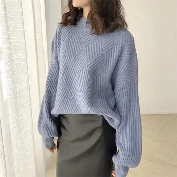 

women's clothing 2019 new arrival women spring autumn winter loose knitted sweaters coats ladies casual lantern sleeve pullovers