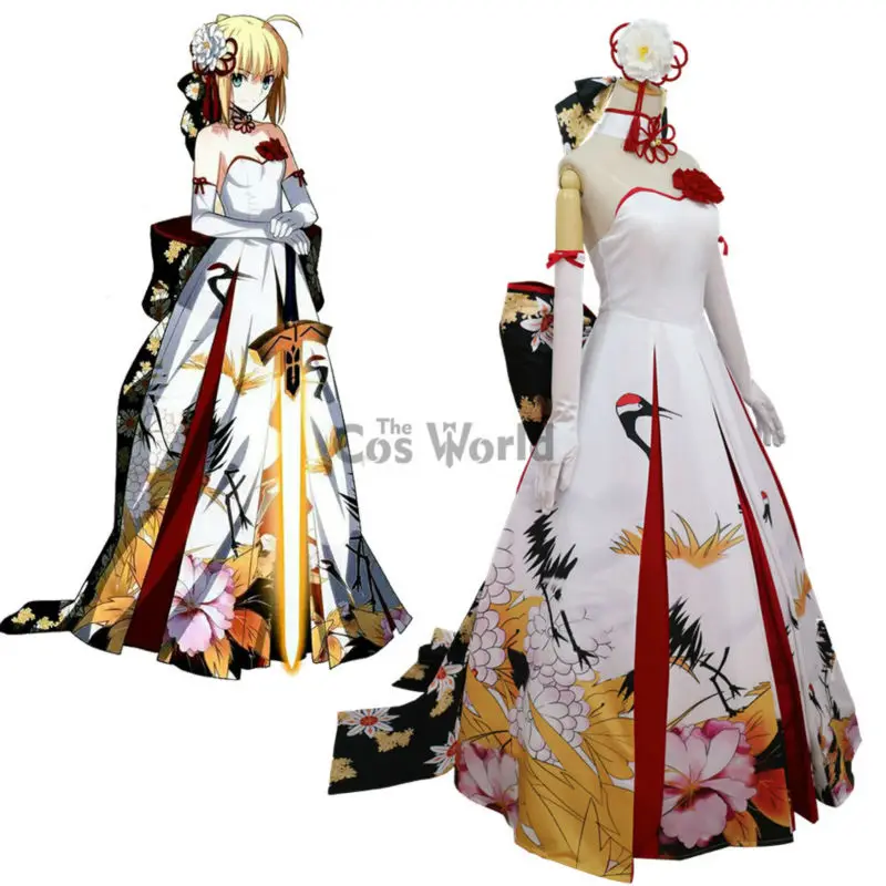 Костюм для косплея Fate stay night Nero Saber одежда с длинным платьем новогодней церемонии