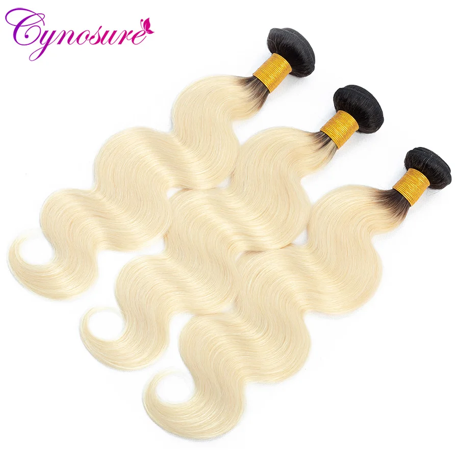 Cynosure T1b 613 Ombre Blonde Hair Brazilian Hair Weave Bundles Non remy Extensions Body Wave Human 3 Bundles