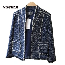 Твидовая куртка шерстяная куртка-пальто Черная для женщин новые женские куртки весна осень модные тонкие женские короткие куртки со строчкой