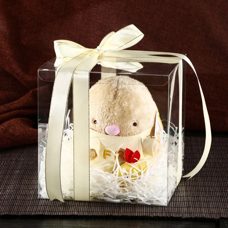 

20 PCS Hotsale 6*6*Hcm Clear PVC Mother' Day Gift box Cute Doll& Macaroon Cup Cake display&Packaging box Wedding Candy&Cake bo
