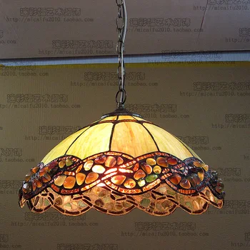 

16inch agate jade Tiffany Suspended Luminaire E27 110-240V Chain Pendant lights Lighting Lamps for Home Parlor Dining Room