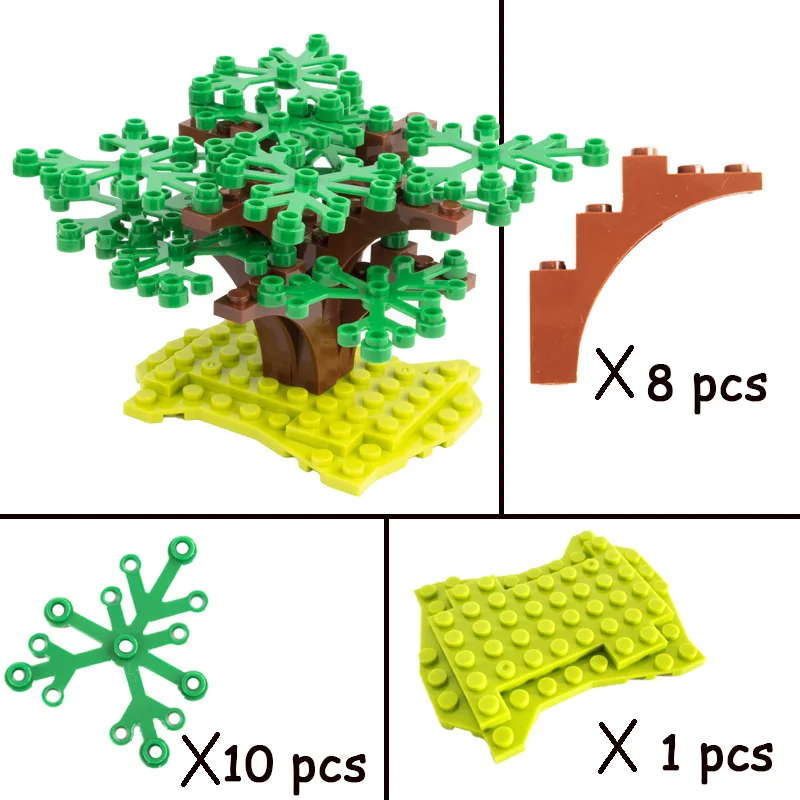 Город Военные Аксессуары строительные блоки садовые деревья растения блоки кирпичи игрушки рождественские фигурки части лес камуфляж лист - Цвет: 1901-02-07
