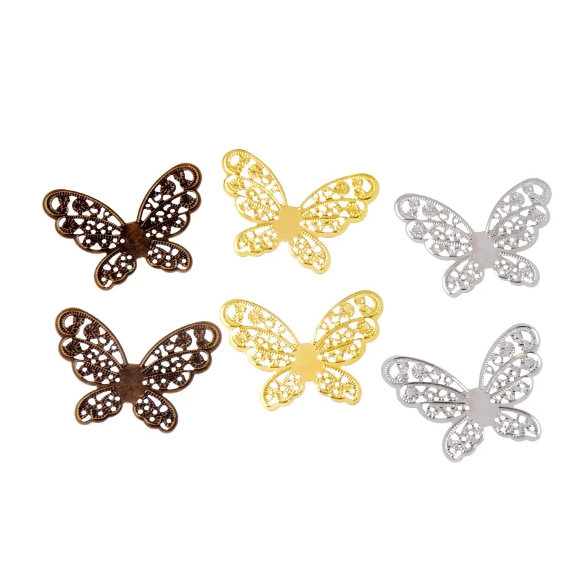 

Free shipping Retail 10Pcs Bronze Filigree Butterfly Wraps Connectors Embellishment Gift Decoration DIY Findings 4.3x3.3cm F0312