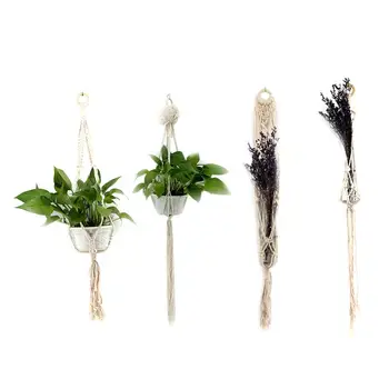 

4 Pcs Bohemian Hanging Planter Basket Plant Hanger Cotton Balcony Rope Wall Hangings