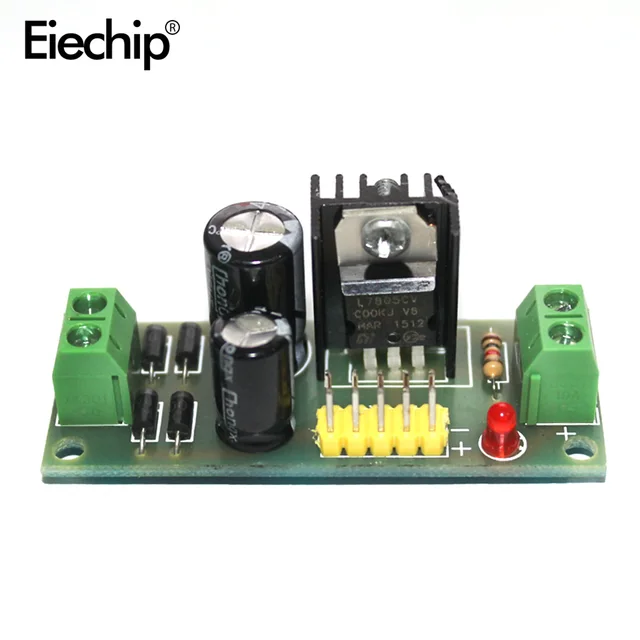 Módulo regulador de voltaje de tres terminales, 12V a 5V, 1A, módulo de fuente de alimentación regulada L7805 LM7805, 1 unids/lote Módulo regulador de voltaje de tres terminales, 12V a 5V, 1A, módulo de fuente de alimentación regulada L7805 LM7805, 1 unids/lote