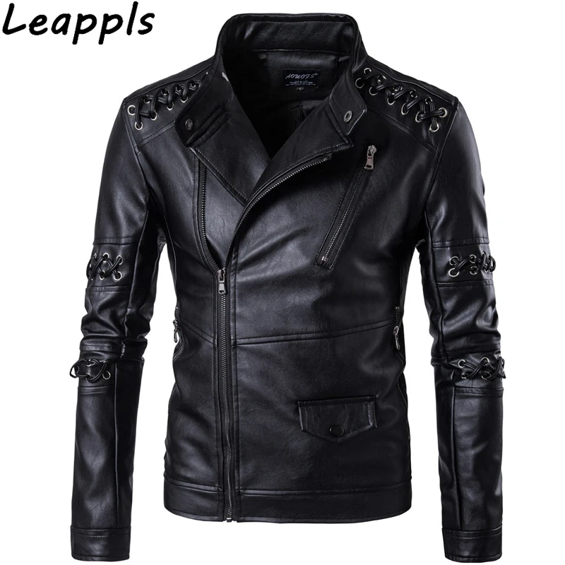 Leappls 5XL PU кожаная куртка Для мужчин модные верхняя одежда Уличная искусственная s