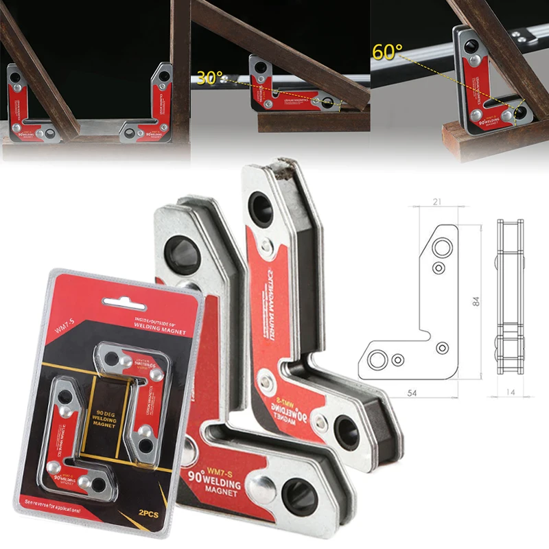 

Mayitr 2pcs/set WM7-S Strong Neodymium Welding Corner Magnet Magnetic Holder Clamp Fixer Welder Tool
