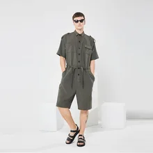 S-5XL! Catsuit Мужской Стиль Тренд повседневная мужская летняя тонкая стильная Европейская и американская уличная фотография