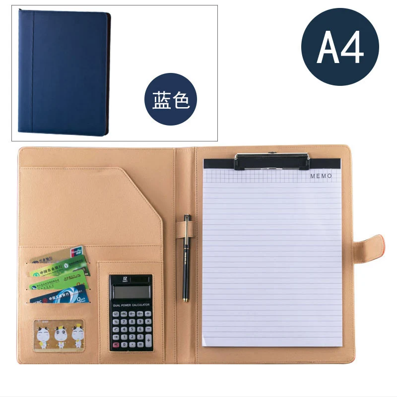 PU leather folder for A4 documents folders school exercise books notebook planner clip Office and School Supplies 1213 | Канцтовары для