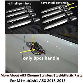 

For Mitsubishi ASX 2013 2014 2015 Car Styling Cover Protection Detector Sticks Frame Lamp Trim ABS Chrome Car Door Handle 8pcs