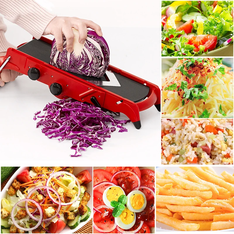  Kitchen Vegetable Fruit Chopper Cutter Cocina Multi-Function Slicer Food Shredder Adjustable Stainl - 33039126900