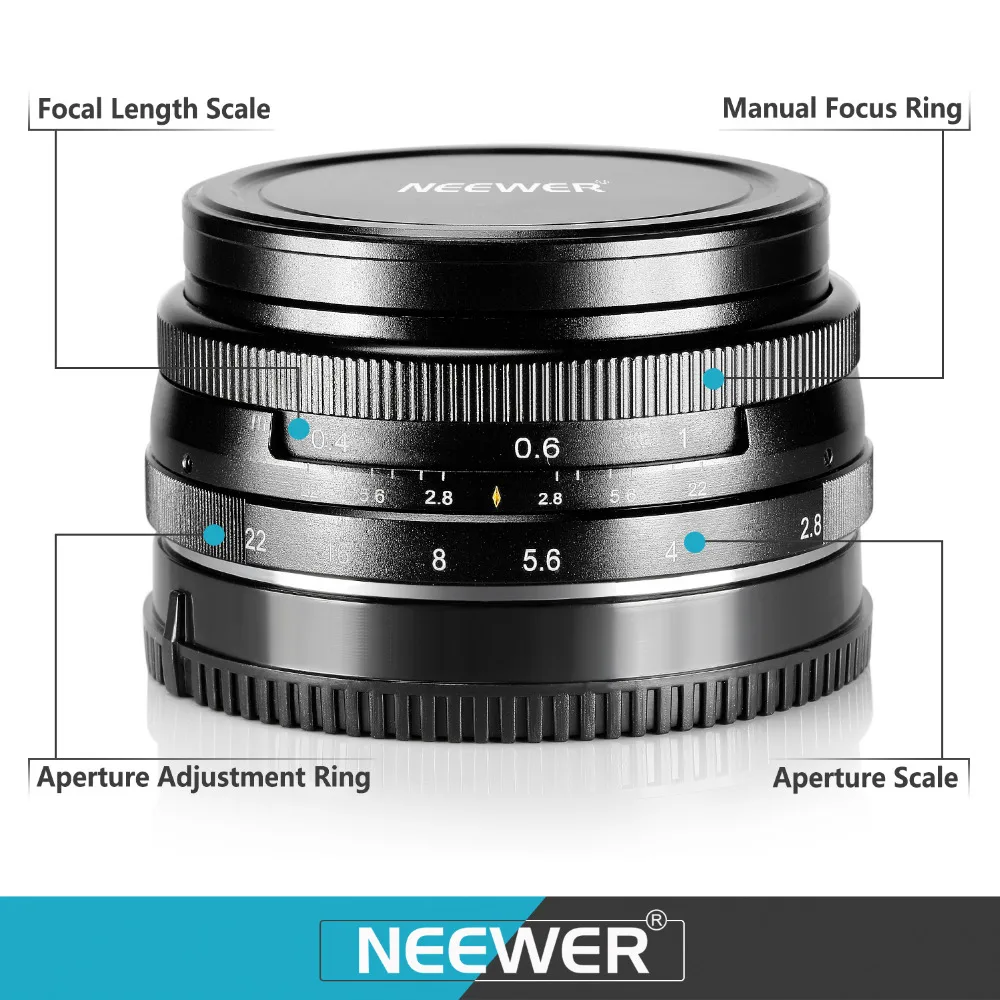 Neewer 28 мм f/2 8 ручной фокус Prime фиксированный объектив для цифровых камер OLMPUS/PANASONIC
