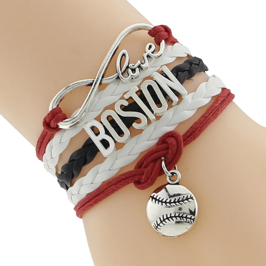 Wholesale Infinity Love Boston Hockey Sports Team Bracelet black white