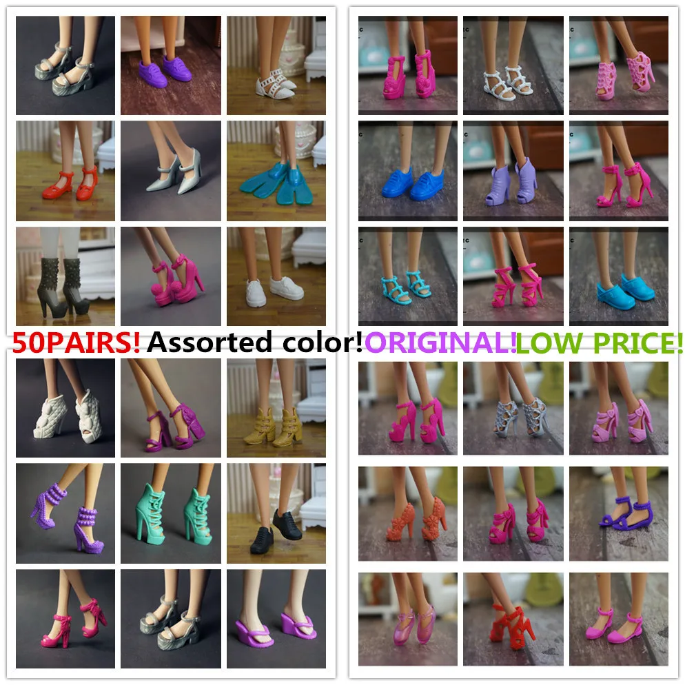 

Wholesale 50 pairs doll shoes Children Girls Gift Doll Accessories Princess sandals flats shoes For Barbie Doll shoes 1/6