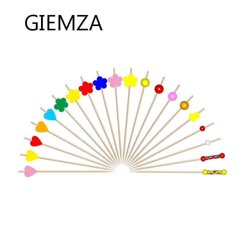 GIEMZA 100 шт одноразовая палочка цвет натуральная бамбуковая палочка фруктовый знак зубочистка оформление коктейлей знак вилка для фруктов и десертов инструмент