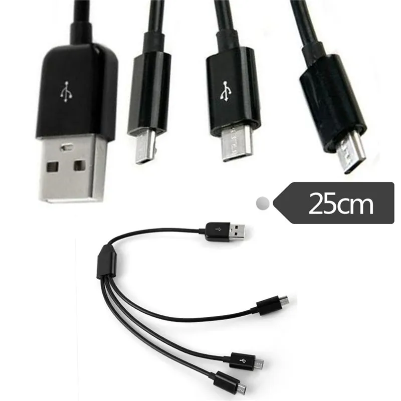 

3 in 1 USB 2.0 A male to 3 Micro 5 pin data SYNC charging cable samsung Galaxy 0.25M
