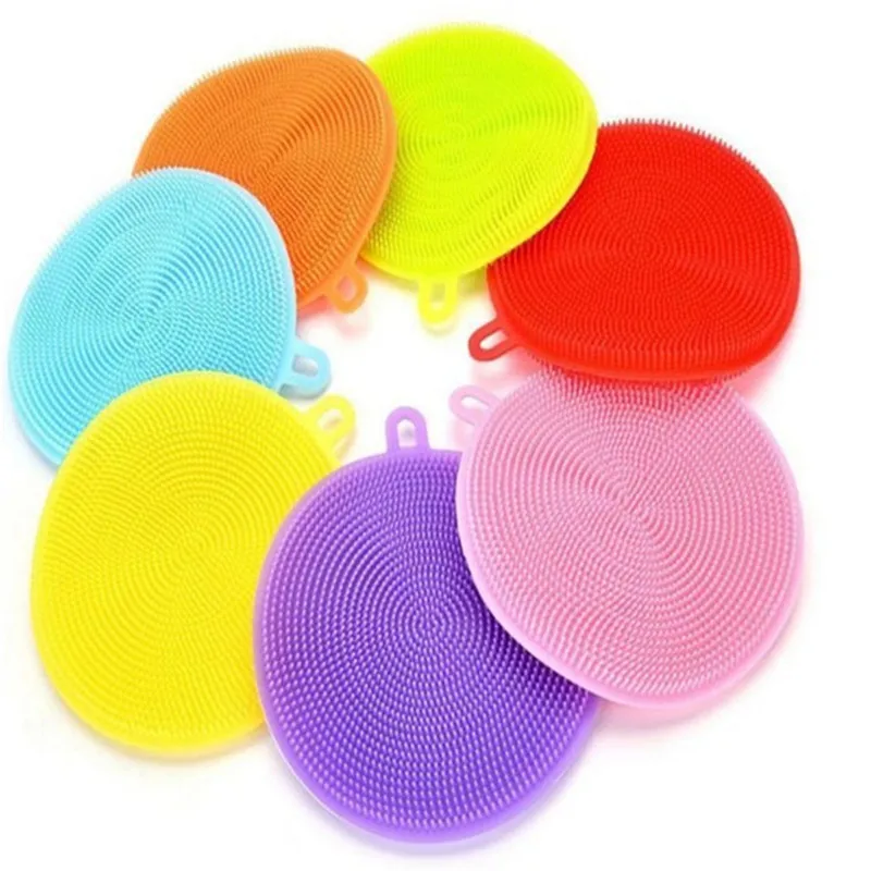 

Kitchen Multifunction Silicone Dish Kitchen Accessories Scouring Pad Silicone Dish Kitchen Goods Sponge Cleaner Washing Tool.Q