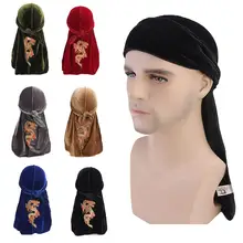 12 шт длинный хвост пиратский головной убор модный Дракон шаблон Бархат Эластичный дюраг головной убор для женщин и мужчин тюрбан банданы случайный цвет