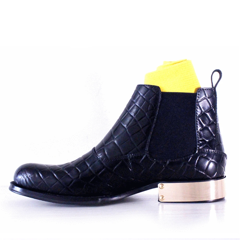 

2018 safety shoes High-grade lattice pattern leather handmade metal with geometric sole ayakkabi men shoes