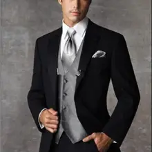 Черный мужская жених костюмы свадебные костюмы смокинги деловые костюмы