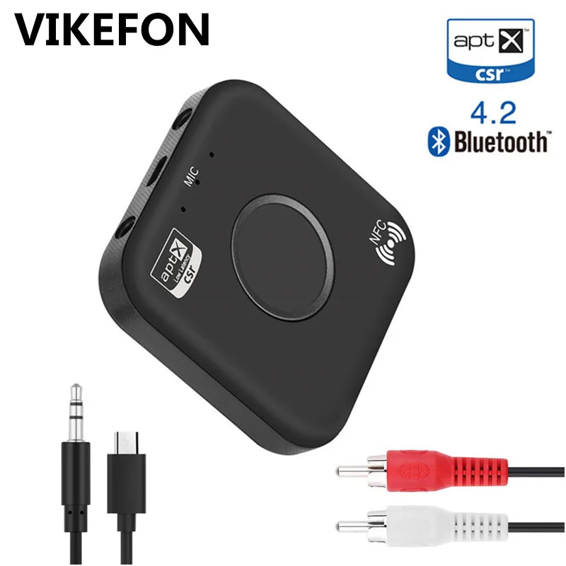 Bluetooth 4,2 приемник aptX NFC HIFI 3,5 мм AUX/2 RCA адаптер для автомобильных наушников динамик стерео беспроводной аудио приемник с микрофоном