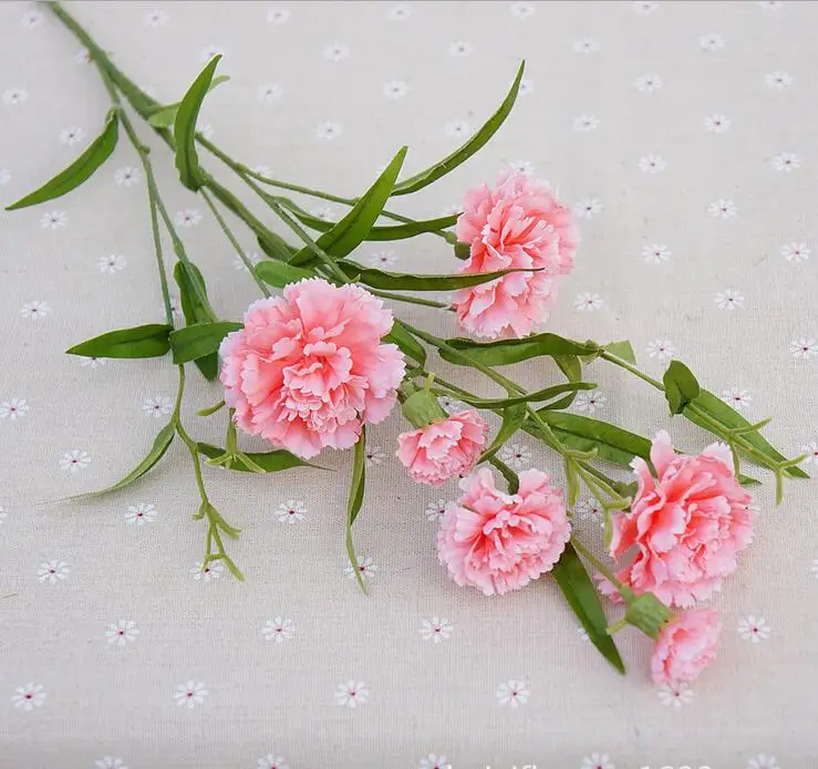 Настоящее прикосновение цветы шелковая Гвоздика матери/учителя подарок украшение для дома/для свадьбы искусственные цветы - Цвет: Pink