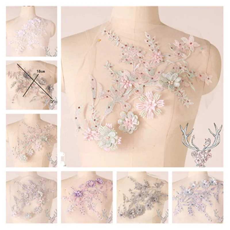 

1pc 3D Flowers Wedding Dress Decor Lace Applique Floral Patch Costume Chest Decoration Floral Patch DIY Accessories BBB0573
