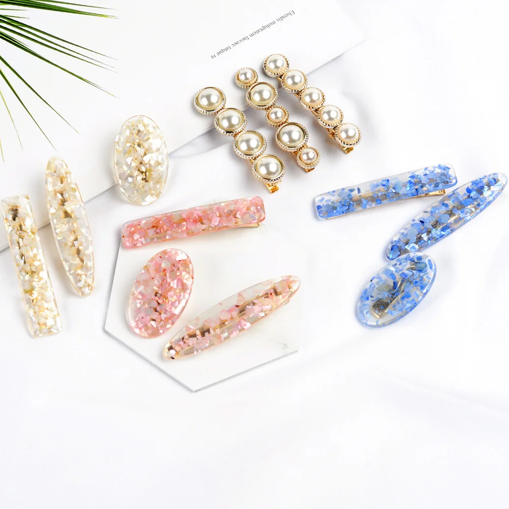 

New Ins Sweet Women Girls Round Pearl Hairpin Headband Acrylic Hair Clips Barrettes Hair Ornament Fashion Hair Accessories
