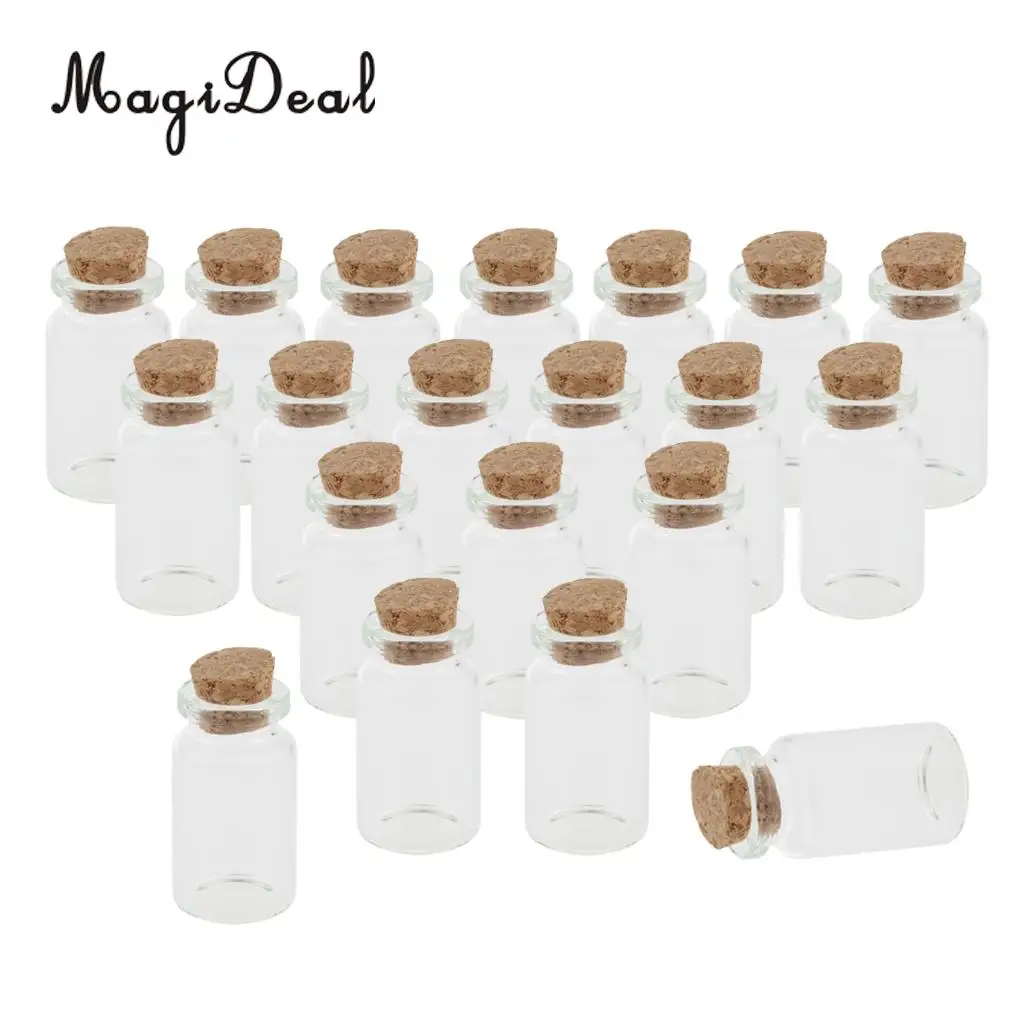 Pack of 20 10ml Mini Glass Cork Jars Essential Oil Sample DIY Wedding Decoration Lucky Wishing Bottle