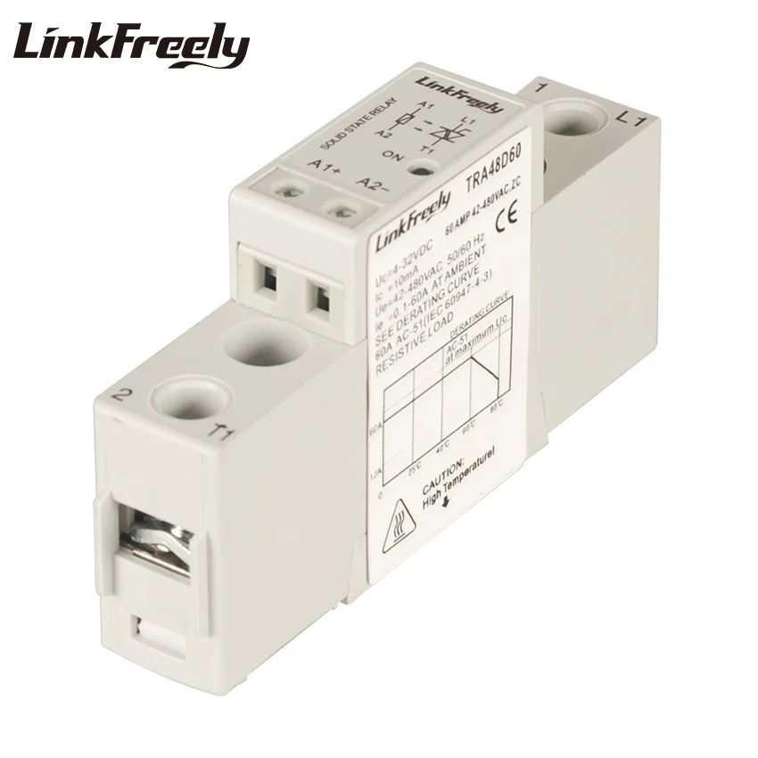 

TRA48D60 10pcs 60A Solid State Relay Module SSR DC AC 5V 12V 24V 32VDC Input 42-480VAC Output Electrical Voltage Control Relay